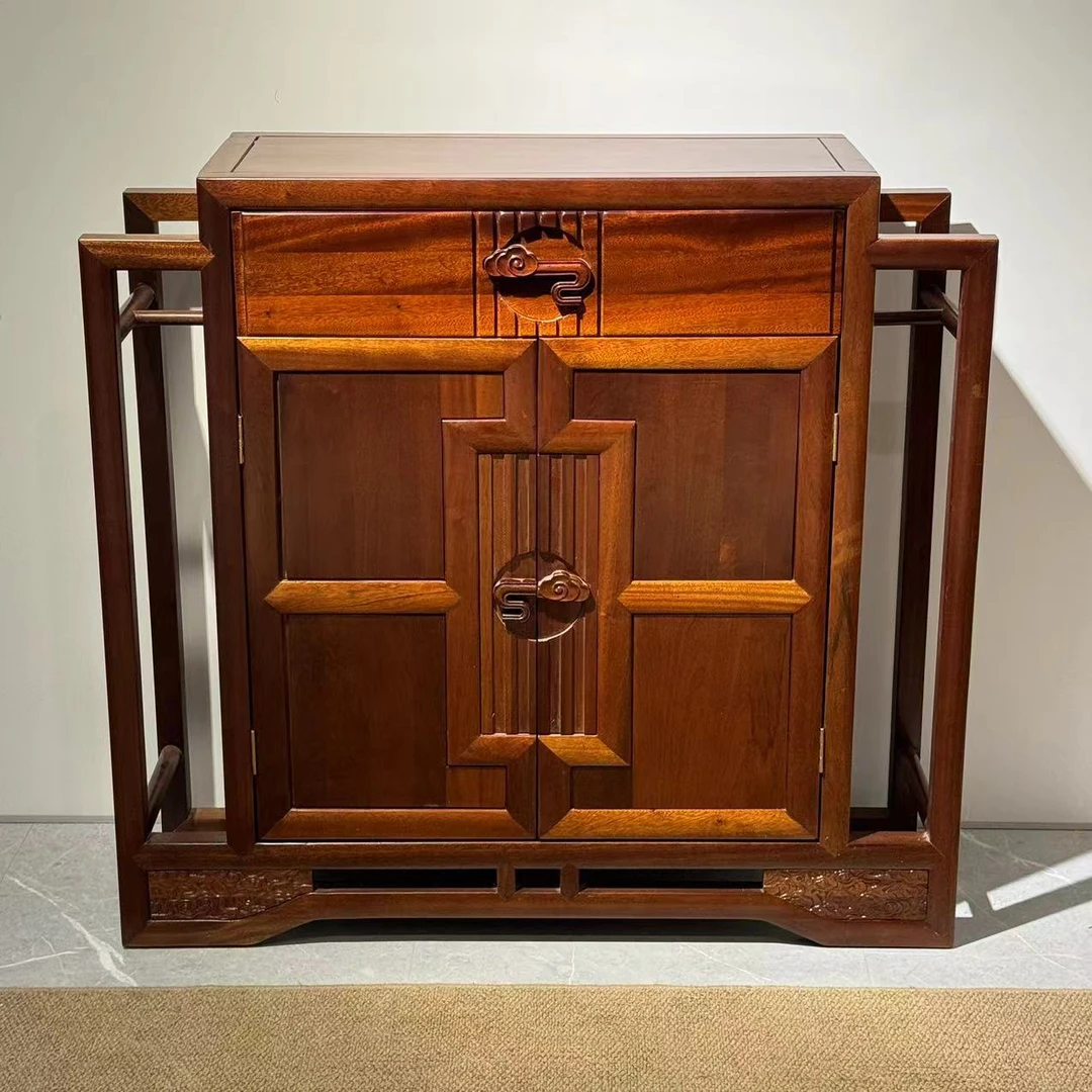 新中式全实木高柜餐边柜客厅玄关储物柜子斗柜收纳柜卧室厨房收纳