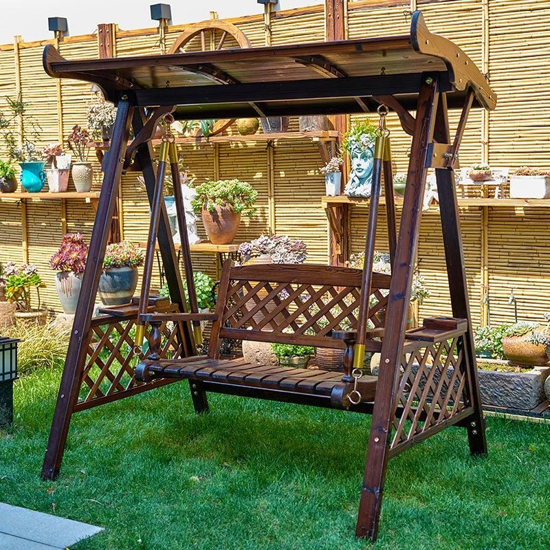 秋千成人户外庭院实木摇椅室外露台吊椅双人荡防腐木阳台家用