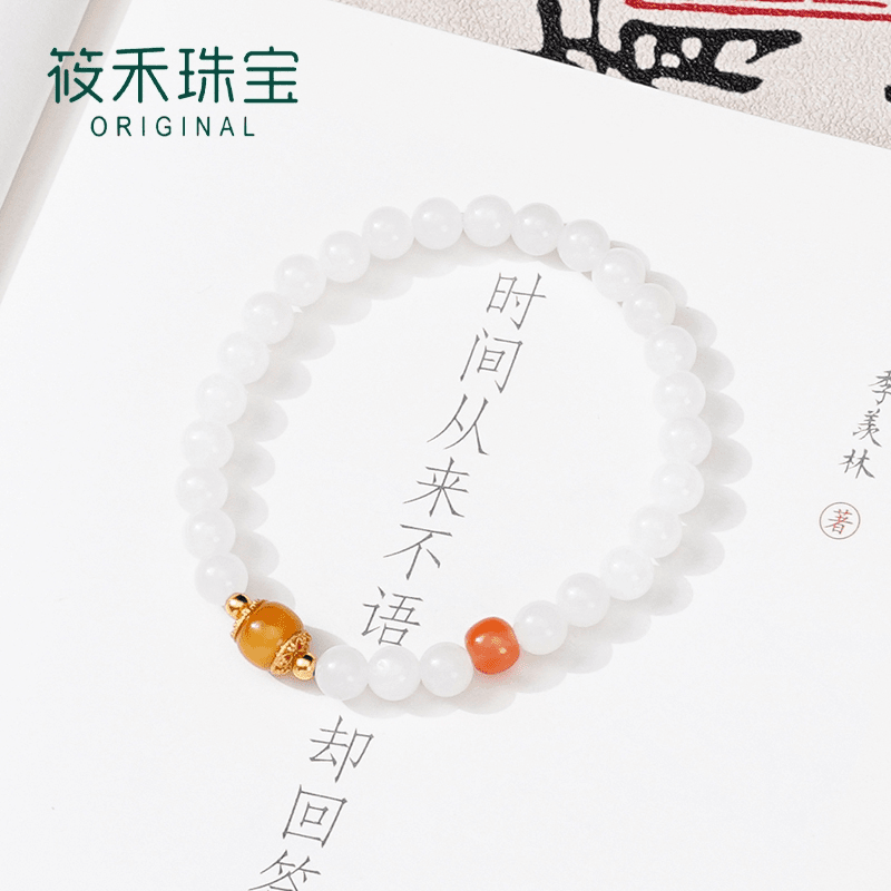 和田白玉6mm手串路路通s985银配女士单圈百搭玉手串多样性发8895