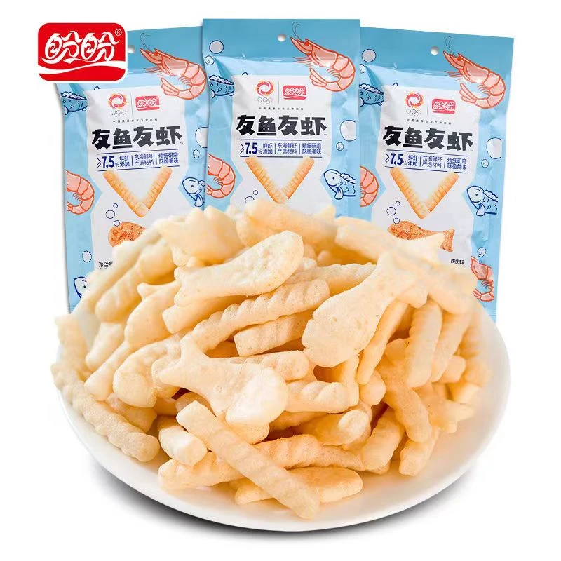 盼盼友鱼友虾25g*9包烧烤味虾条儿童怀旧零食办公室宿舍休闲食品
