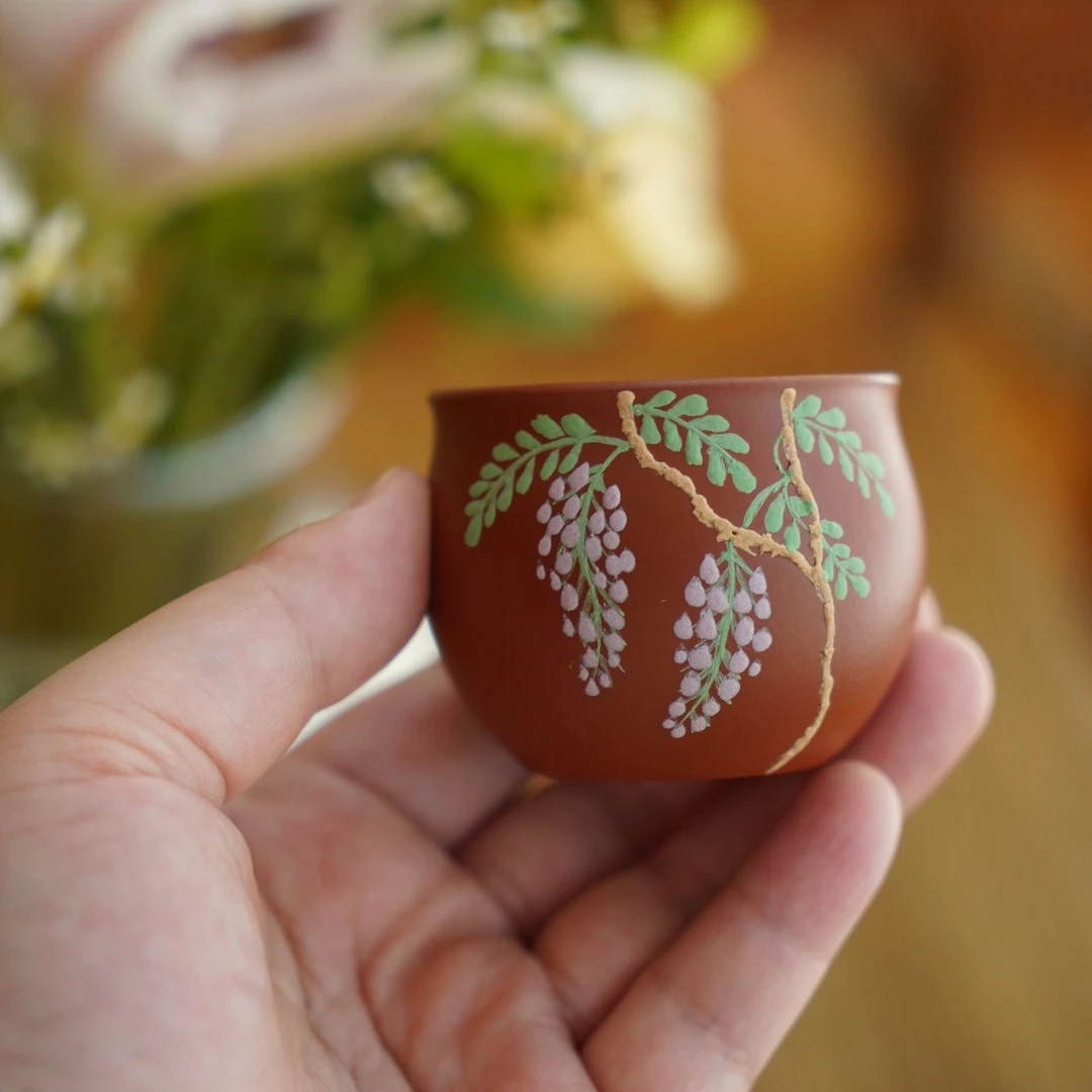 大碗茶器【紫藤】宜兴紫砂杯真品正品正宗办公上等手工泡茶具50cc