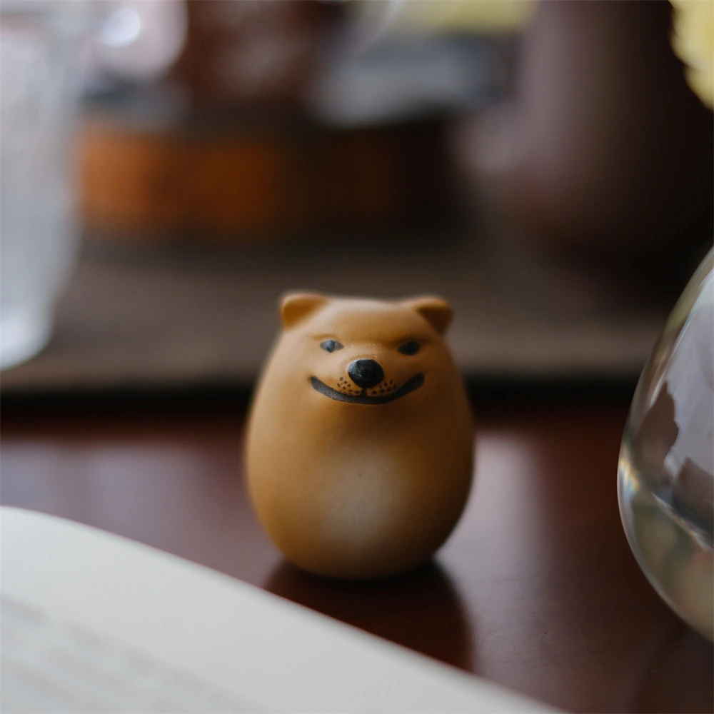 大碗茶器微笑小狗茶宠摆件布置用品精品茶室高端装饰创意茶具