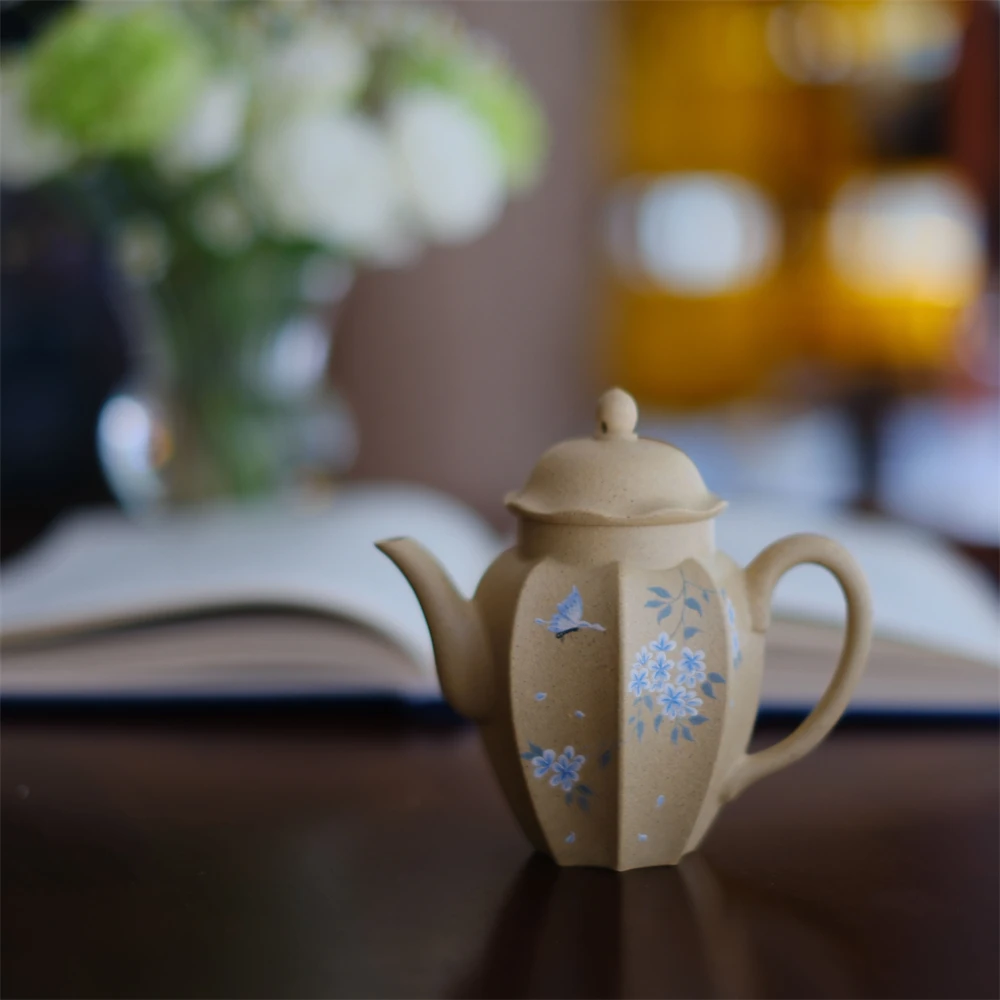 大碗茶器【蓝星花】正宗宜兴紫砂泡茶壶大容量家用黄金段茶具120cc