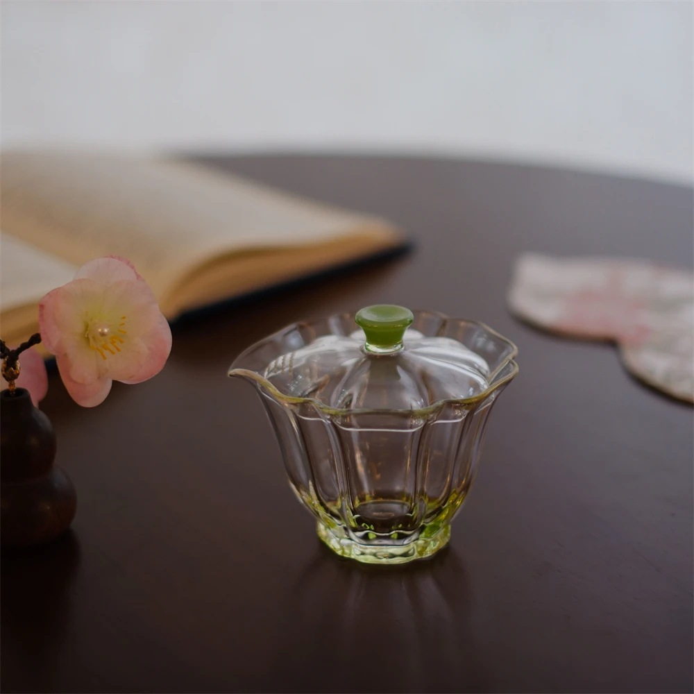 大碗茶器咏露高硼硅玻璃盖碗纯色简约品茗杯单杯喝茶杯功夫茶具