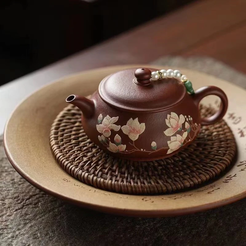 大碗茶器 兰花明炉紫砂壶·饶青公堂原矿紫泥精工紫砂壶120cc