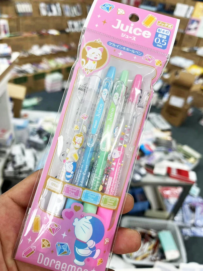 百乐牛奶色联名哆啦A梦juice果汁中性笔0.5mm叮当猫蓝胖子860259