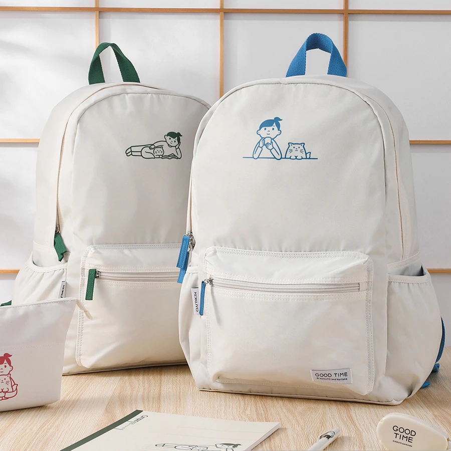 Noritake联名猫与少年学生书包男女初高中新款简约双肩背包大容量