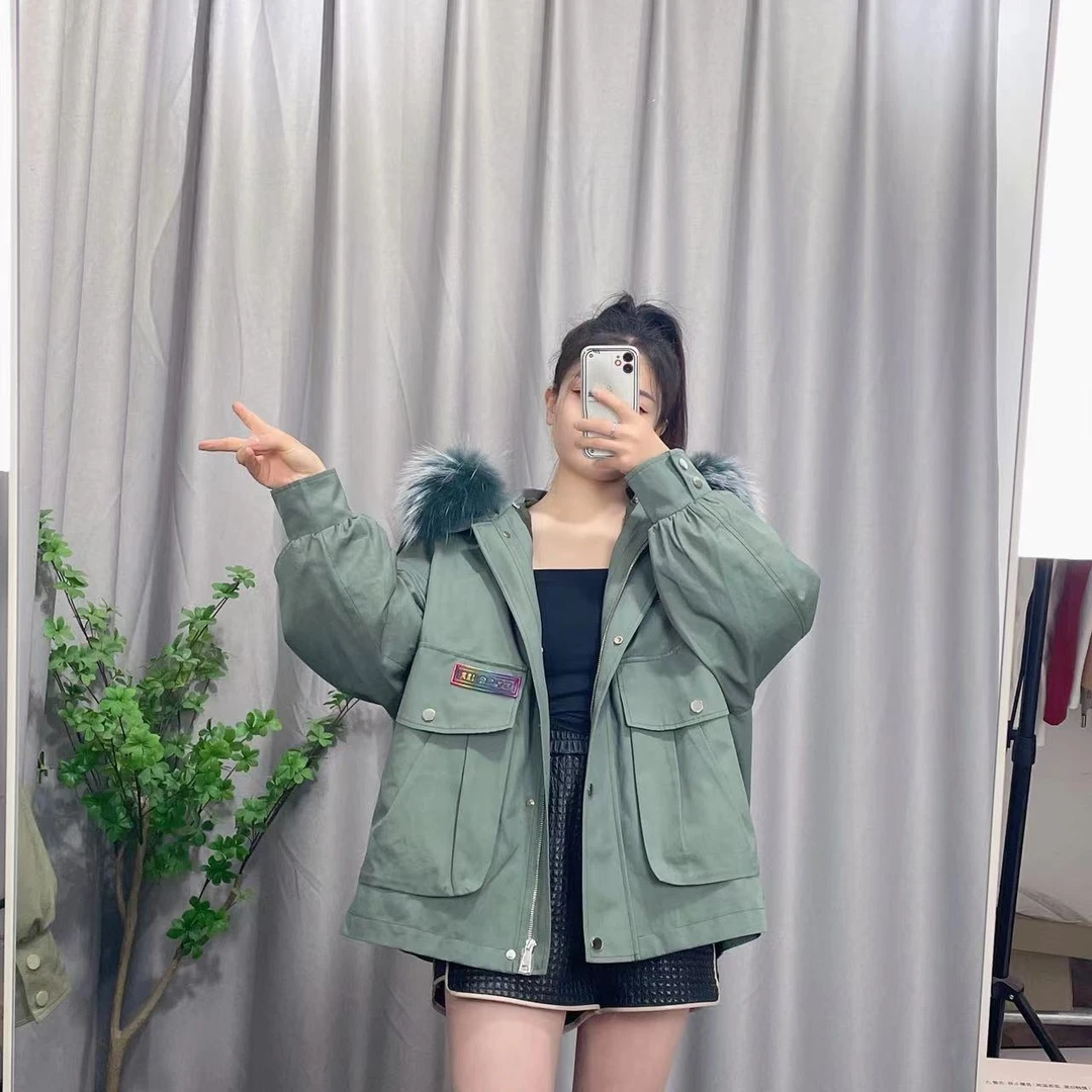 2024派克大毛领秋冬时尚冬季百搭外套女