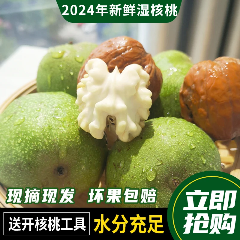 新鲜湿核桃2024新货新鲜核桃生核桃新鲜青皮核桃零食孕妇山核桃