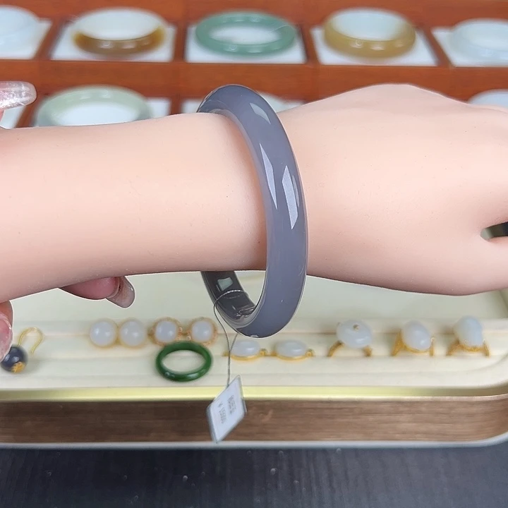 和田玉手镯未镶嵌烟紫59+