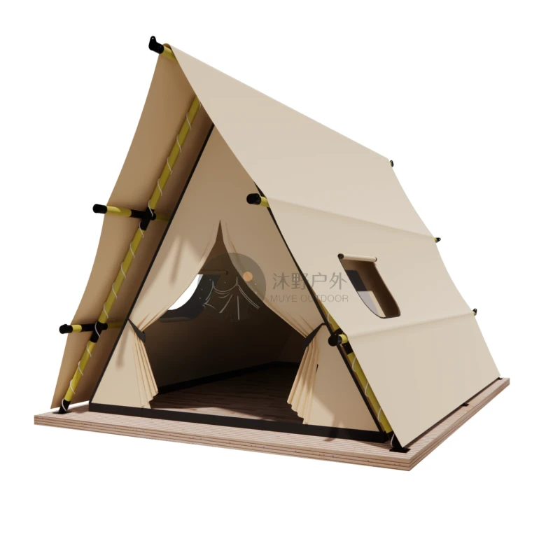 沐野户外轻奢酒店帐篷 木结构三角帐篷阻燃抗风 大型酒店帐篷定制