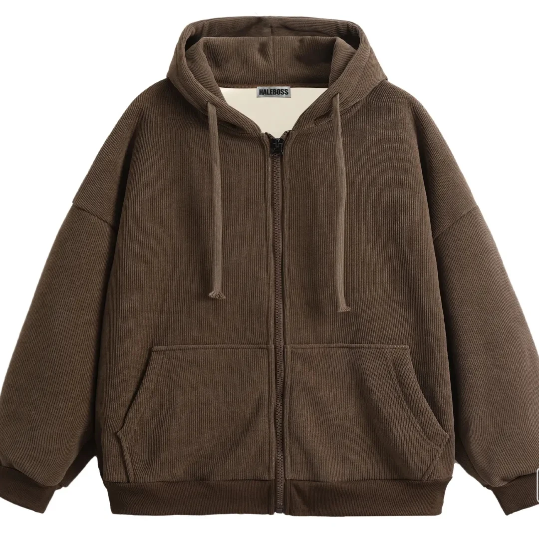 雪尼尔开衫卫衣外套加绒加厚宽松带帽连帽秋冬情侣休闲男士保暖