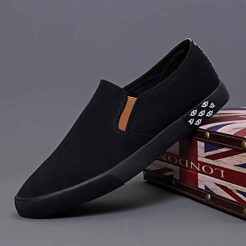 帆布鞋子男2024新款男士休闲鞋子韩版潮流一脚蹬百搭透气懒人鞋子