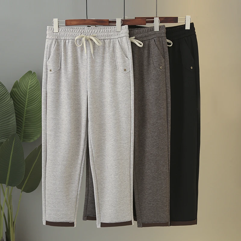 加肥大码胖妈妈高腰宽松休闲春秋款中老年哈伦裤保暖萝卜裤显瘦