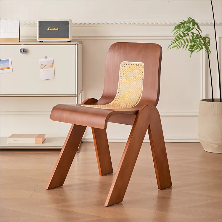 中古藤椅C椅设计师法式家用餐椅卧室创意休闲梳妆椅子