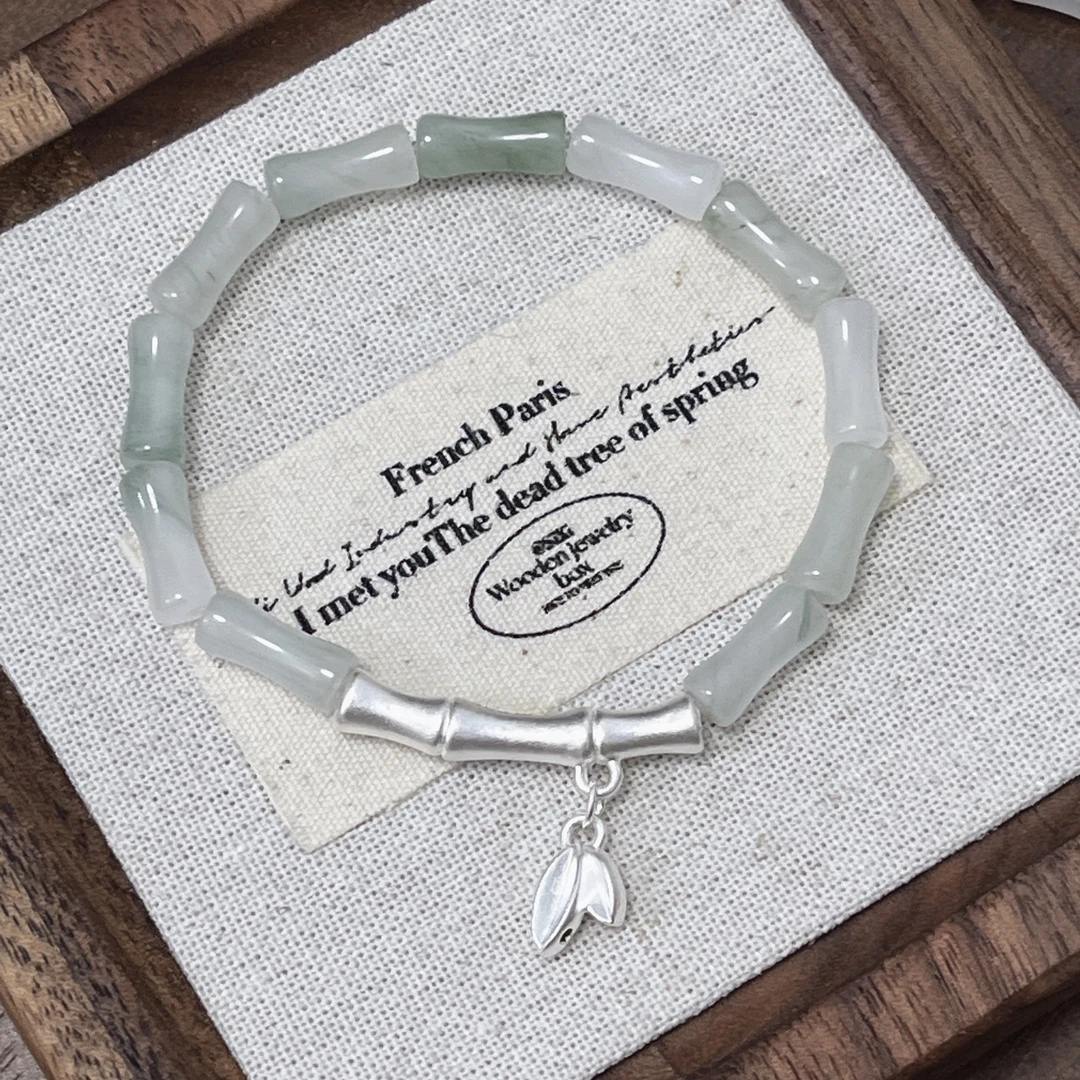 104《竹雨》天山翠竹节999银手链（银饰氧化属正常）