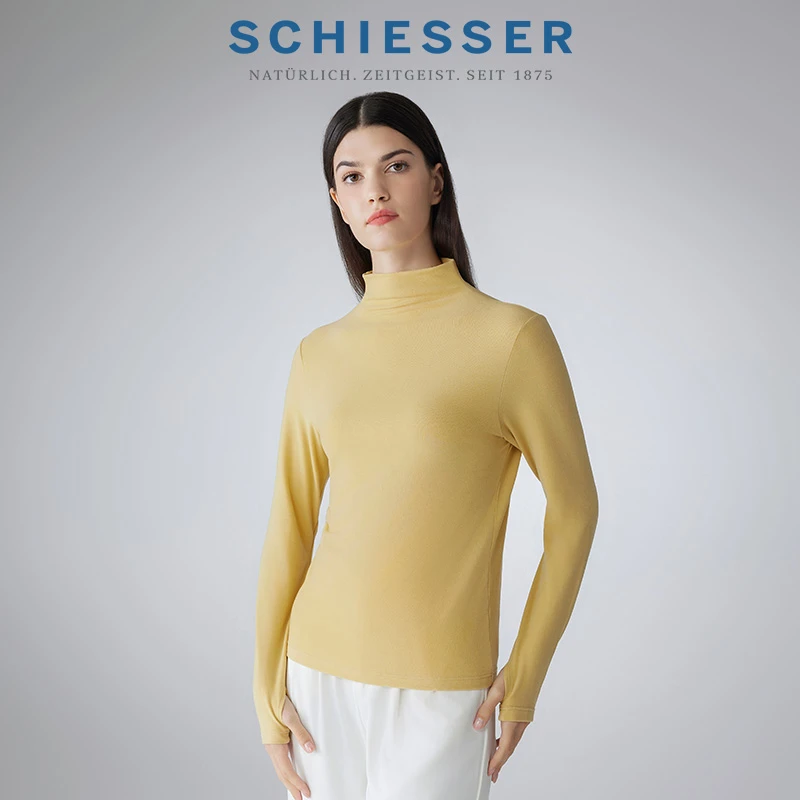 SCHIESSER舒雅女士莱赛尔半高领养肤磨毛保暖面膜衣