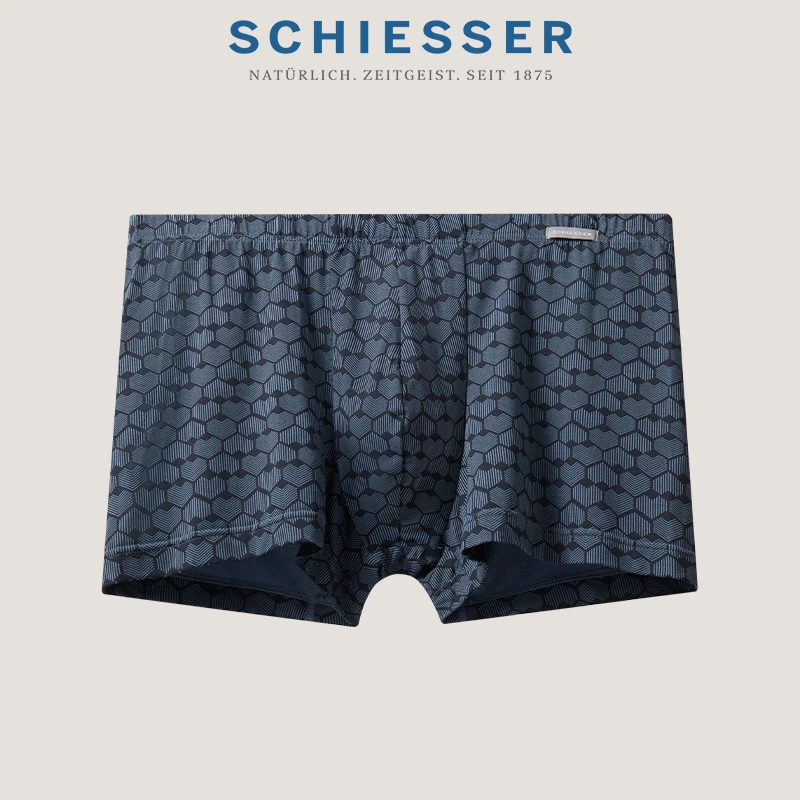 SCHIESSER舒雅男士莫代尔印花丝滑亲肤透气中腰平角内裤21812T