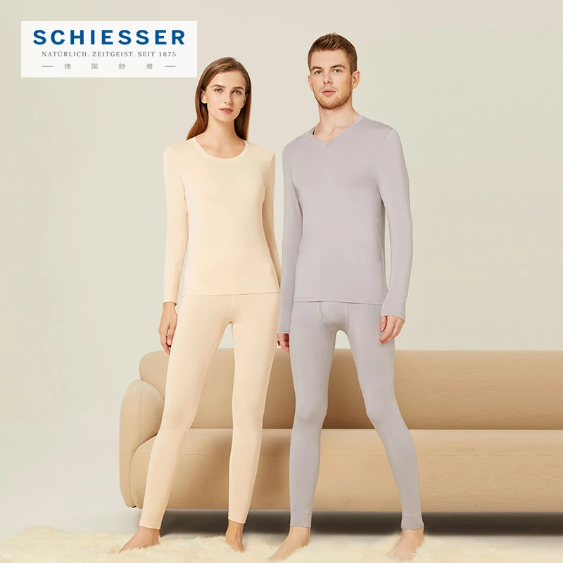 SCHIESSER舒雅男女情侣50S天丝莫代尔抑菌秋衣秋裤保暖内衣套装