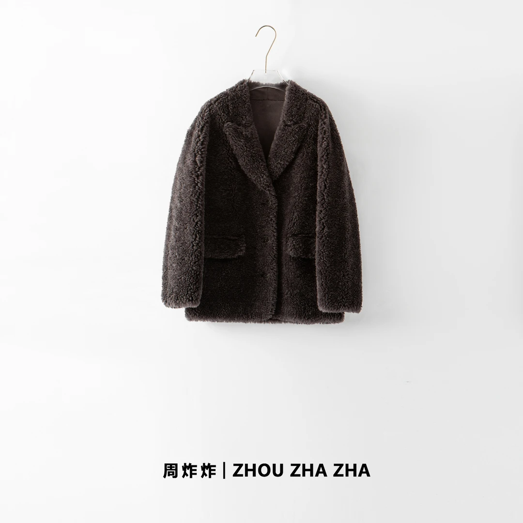 【周炸炸】100纯羊毛大衣 秋冬新款加厚保暖中长款毛毛大衣#240723