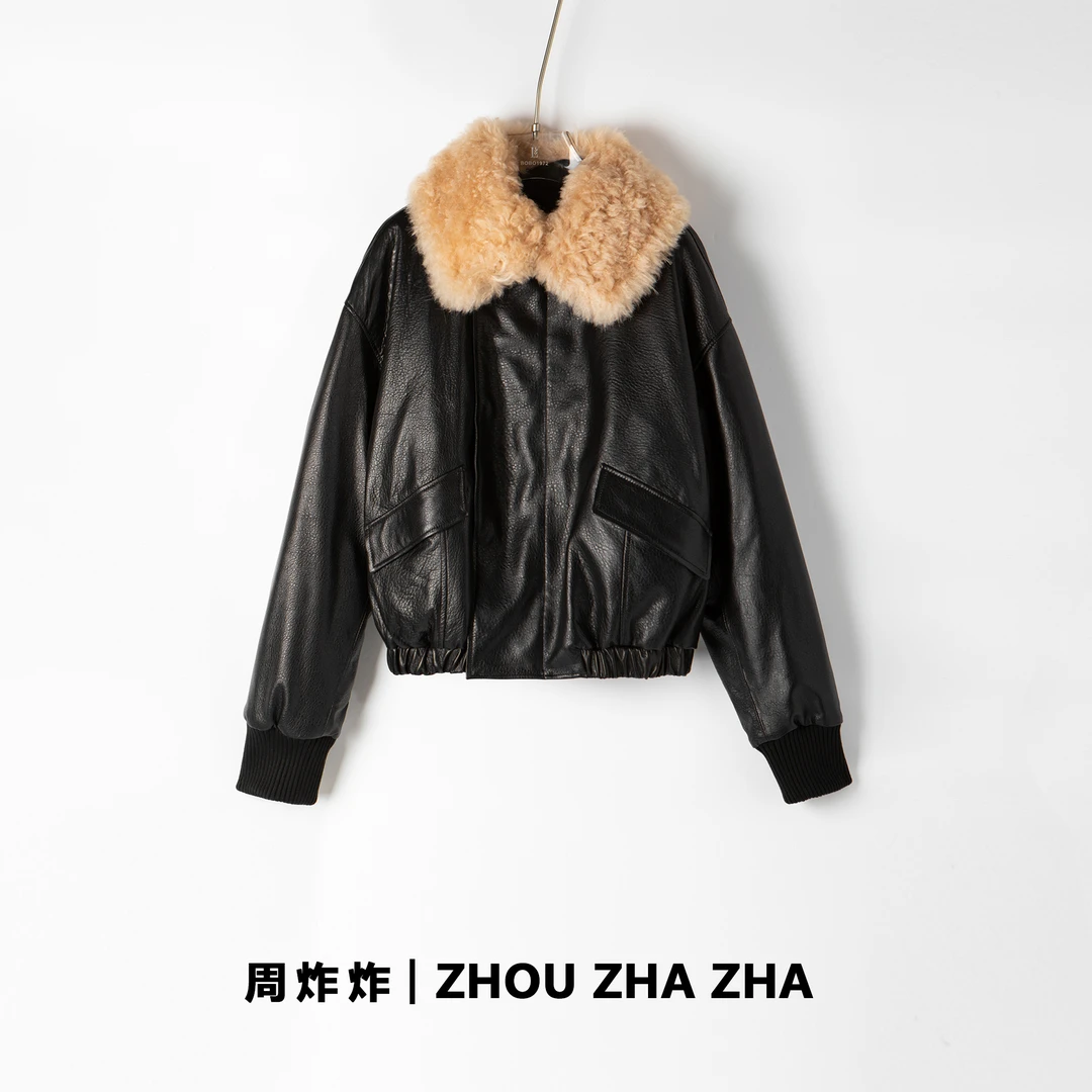 【周炸炸】羊皮秋冬新款时尚休闲外套#242538