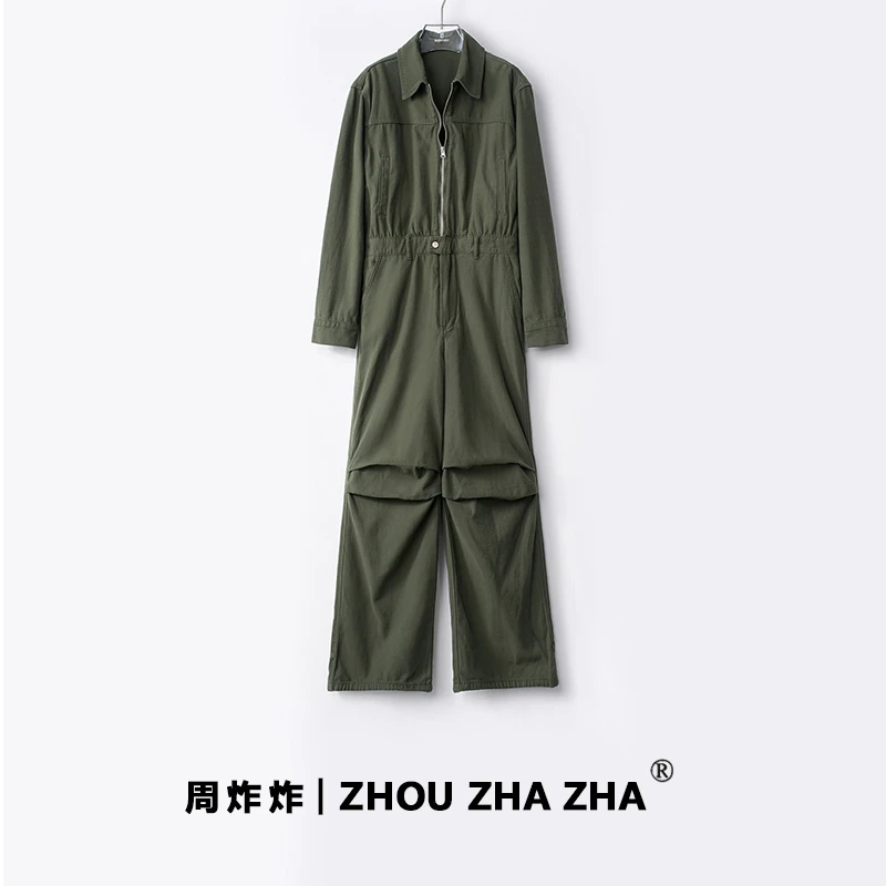 【周炸炸】 美式工装连体裤2024新款收腰显瘦休闲连体衣女#235120-A