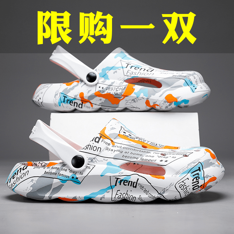 2024新款洞洞鞋男夏季外穿防滑软底踩屎感ins潮运动包头凉鞋爆款