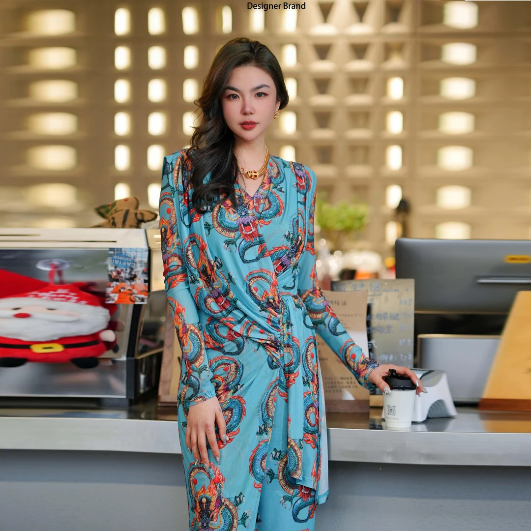 HZHJ设计师款 青龙  连衣裙显白显瘦时尚大牌高级感 134