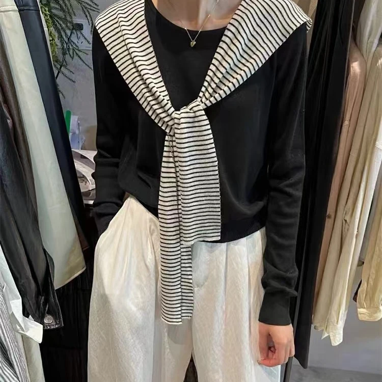 秋冬网红时尚百搭韩版简约休闲针织衫上衣