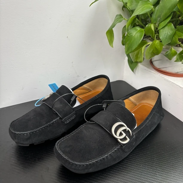 GUCCI/古驰41欧码双G银扣豆豆鞋乐福鞋无配件成色自定zg300