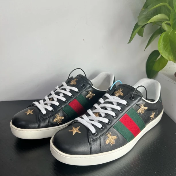 GUCCI/古驰43欧星星小蜜蜂刺绣黑板鞋成色自定义/百搭