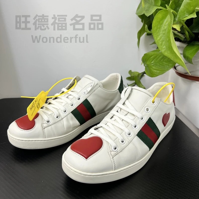 GUCCI/古驰37.5欧经典爱心小白鞋无配件成色自定义/百搭潮流zg209