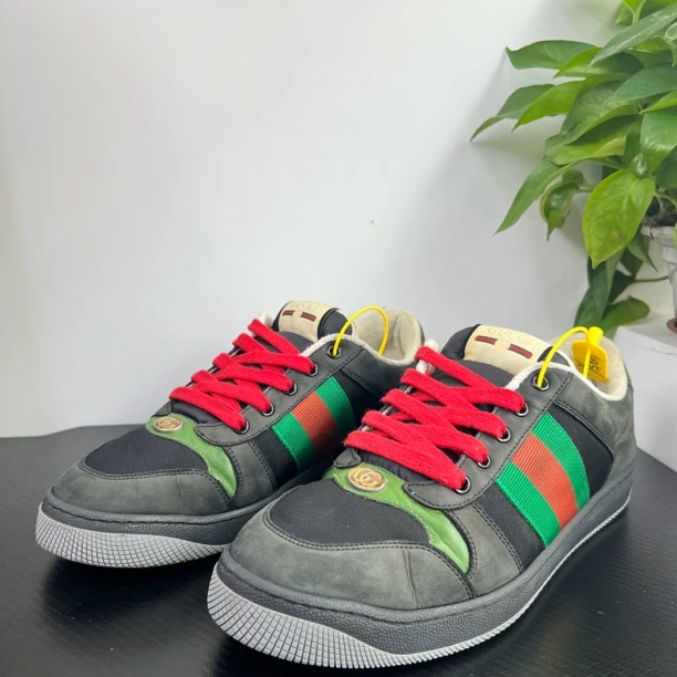 GUCCI/古驰黑绿39欧码撞色脏脏鞋做脏做旧板鞋无配成色自定wdf286