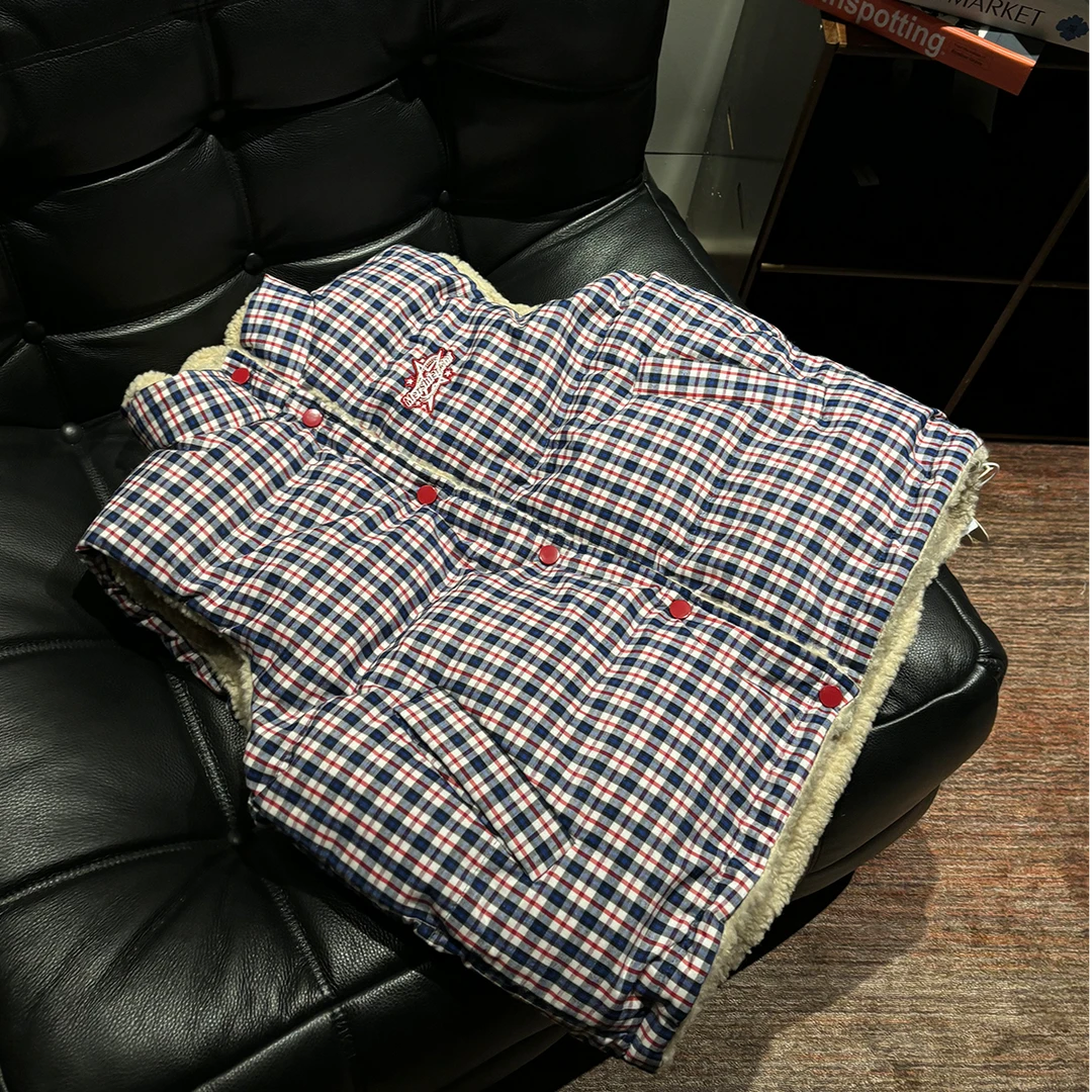 Uninhabitable 双面穿！冬季格纹棉马甲夹棉休闲保暖格子