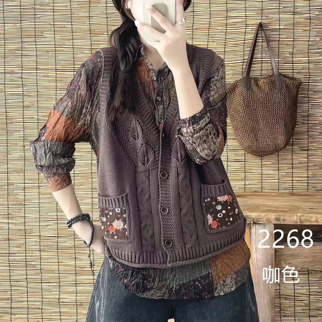 针织衫马甲新款时尚洋气复古口袋无袖马甲精致绝美上衣