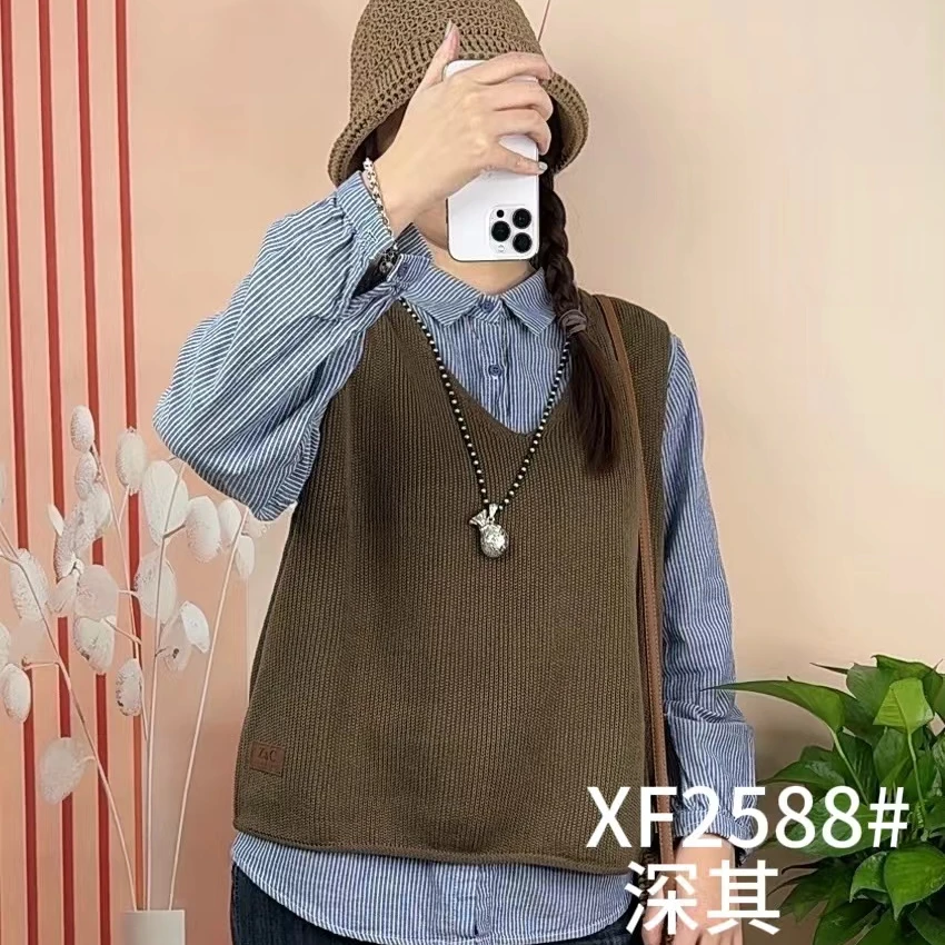 2025春季新款针织棉线马甲V领时尚休闲显瘦