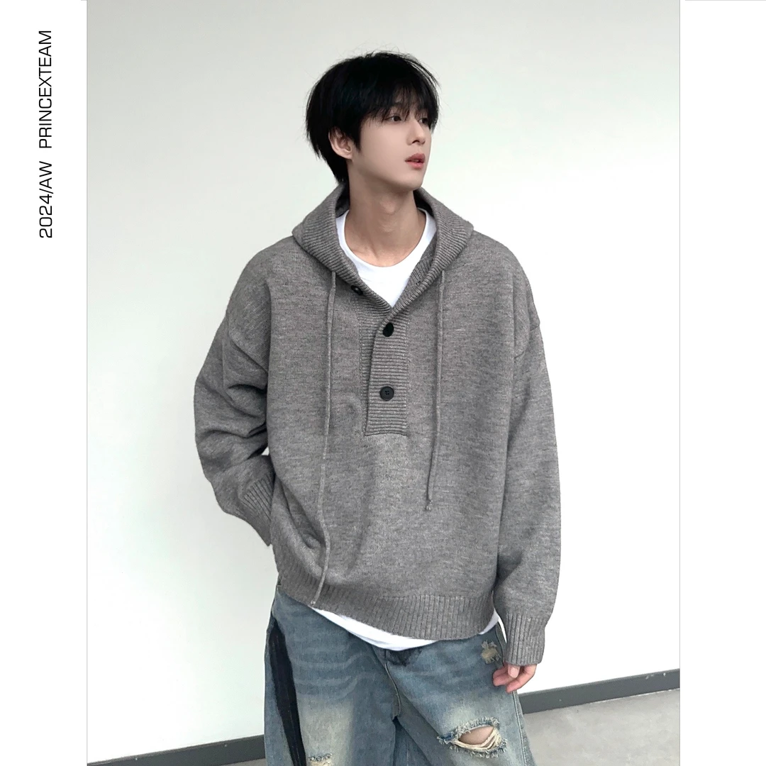 XT.25AW时尚百搭毛衣连帽衫慵懒纯色秋冬套头上衣纯色风男女同款