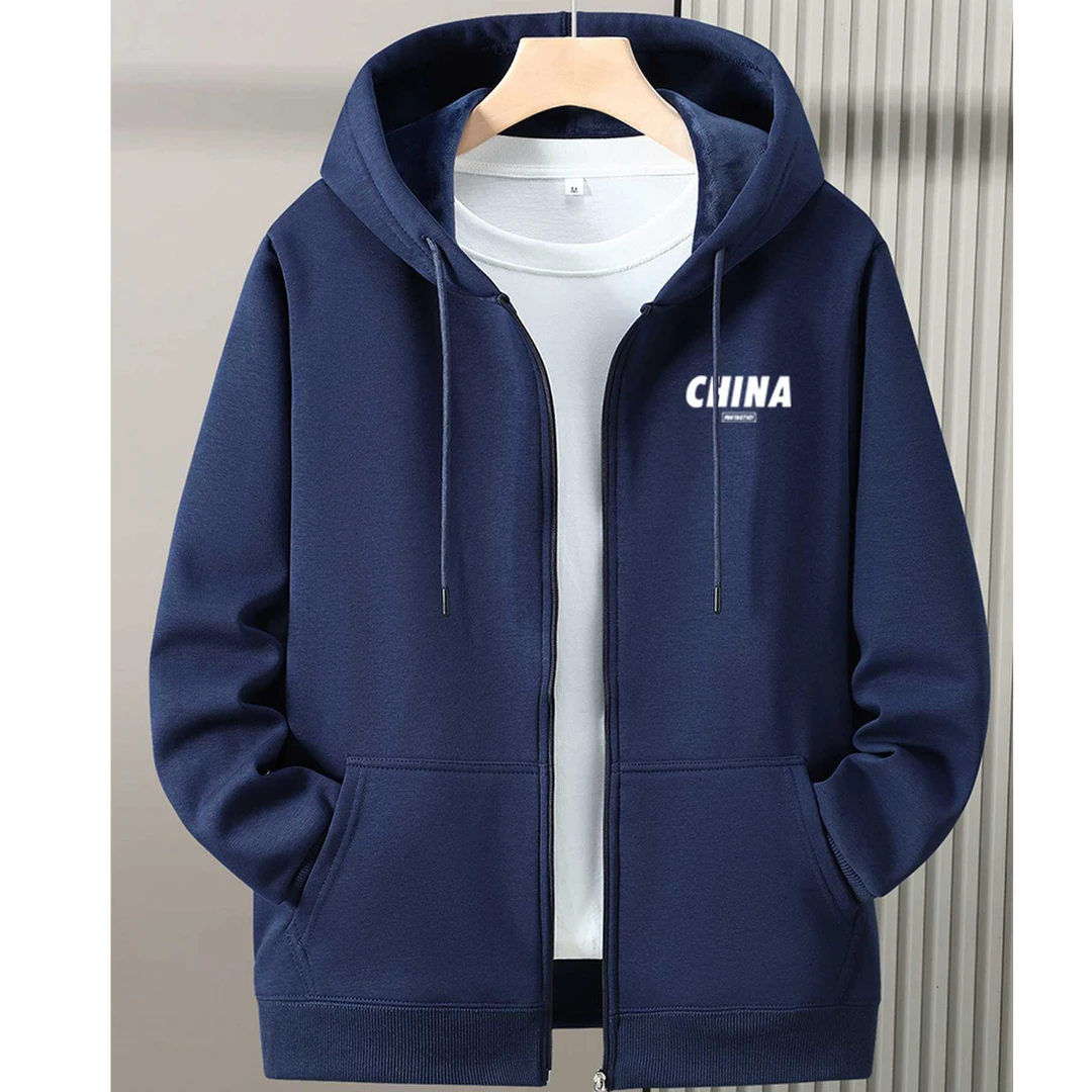 秋冬新款加绒加厚学生运动休闲卫衣保暖外套连帽青少年男女开衫