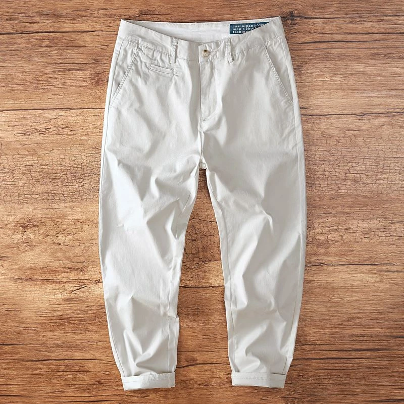 DEDUCE B~夏季男士休闲裤子纯色简约潮流百搭韩版九分裤小直筒修