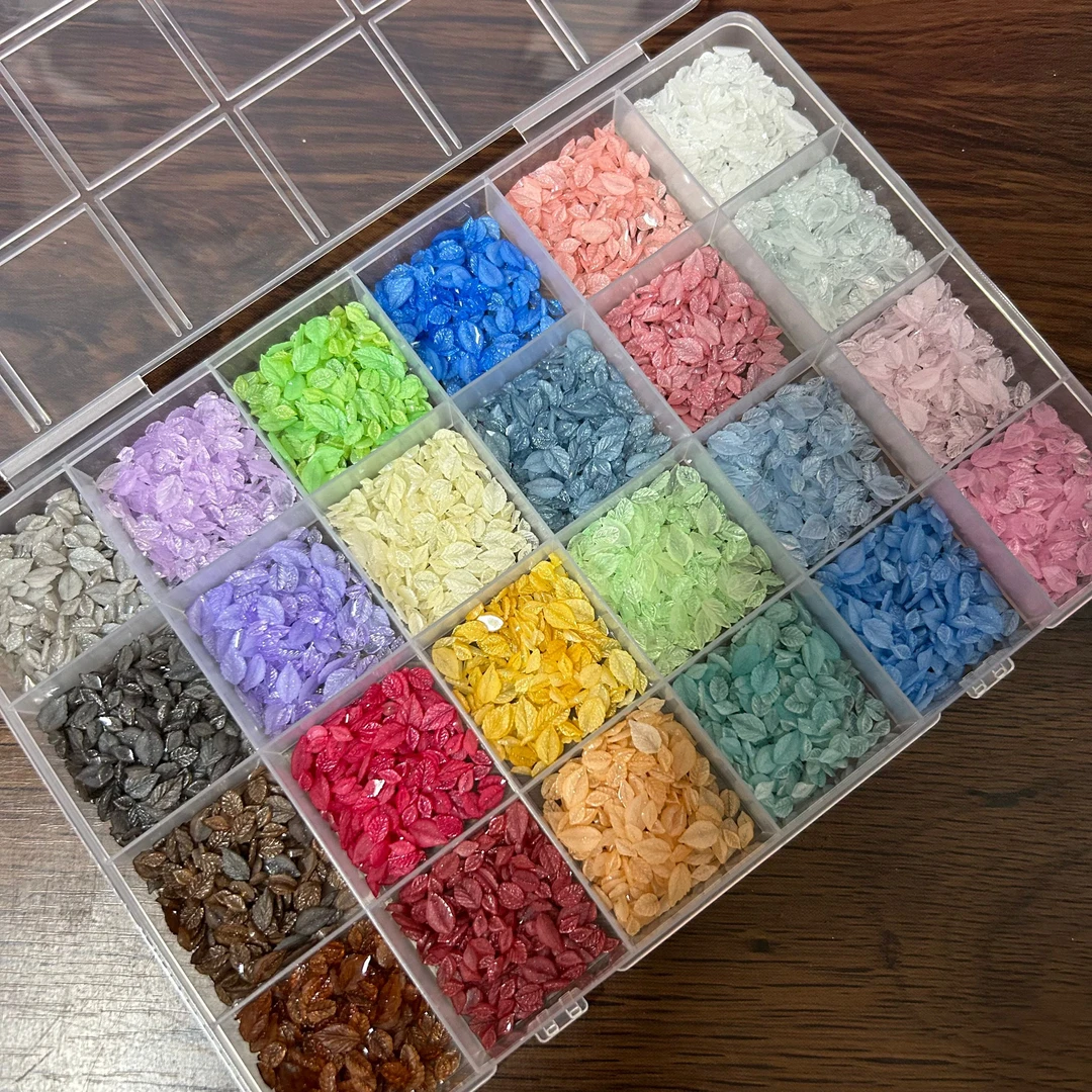 夏日冰透细闪叶子美甲饰品DIY树脂超仙彩色网红手工ins清新