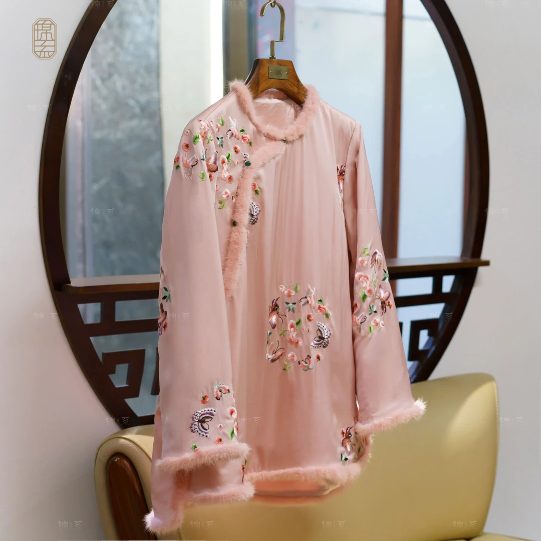 【锦·系】真丝弹力双乔新中式国风桑蚕丝加棉长袖外套E-382237