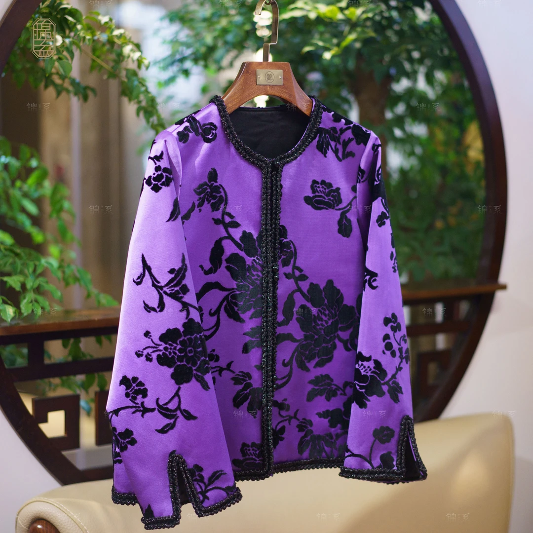 【锦·系】漳绒新中式国风桑蚕丝立领直襟外套E-382082-S3149961