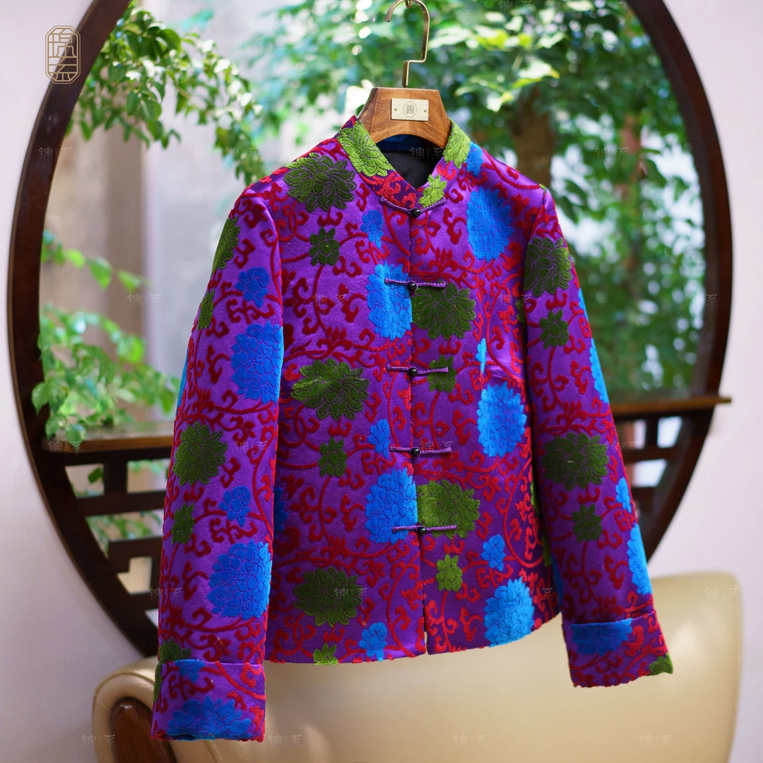 【锦系】真丝漳绒缎新中式国风桑蚕丝上衣外套E-382117-S3149961