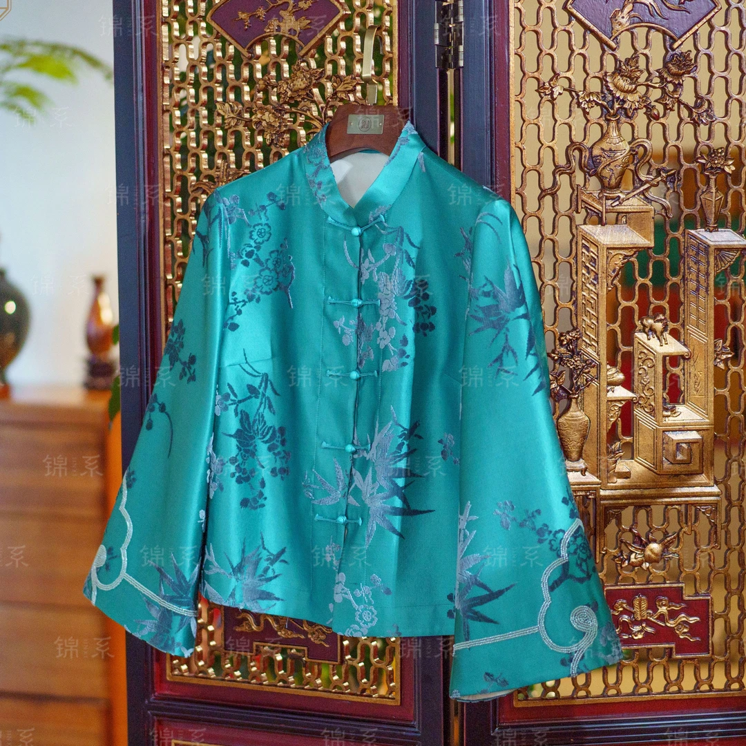 【锦·系】漳绒新中式桑蚕丝立领直襟长袖外套E-36780-ZRD4166778