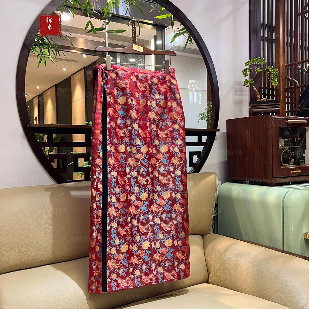 【新款~推荐】Q-31688宋锦新中式裹身桑蚕丝半身裙SJ4166877