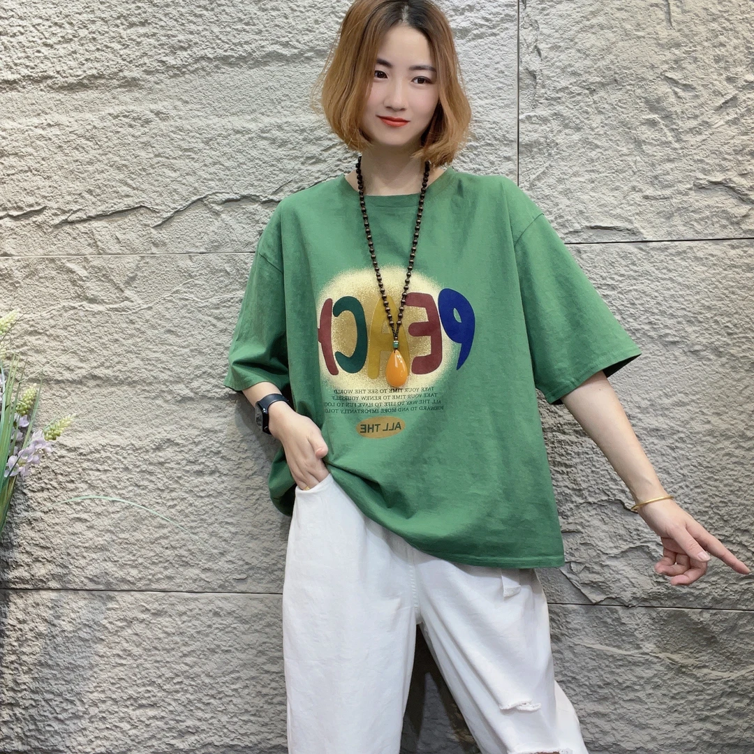 YXR2072夏季时尚新款圆领宽松大版T恤百搭潮流2024