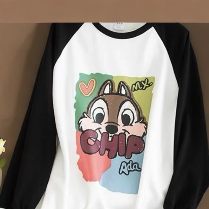 YXR&602春季新款加绒大码卡通拼接打底衫时尚休闲百搭长袖圆领