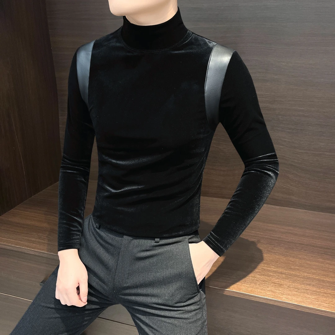 金丝绒男士打底衫成熟痞帅男装秋冬上新2025爆款潮流男款长袖T恤