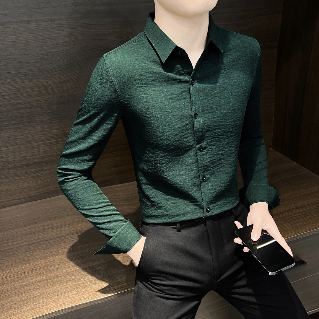 薄荷曼波衬衫男款长袖痞帅男装2025年帅气新款高级感寸头男士衬衣