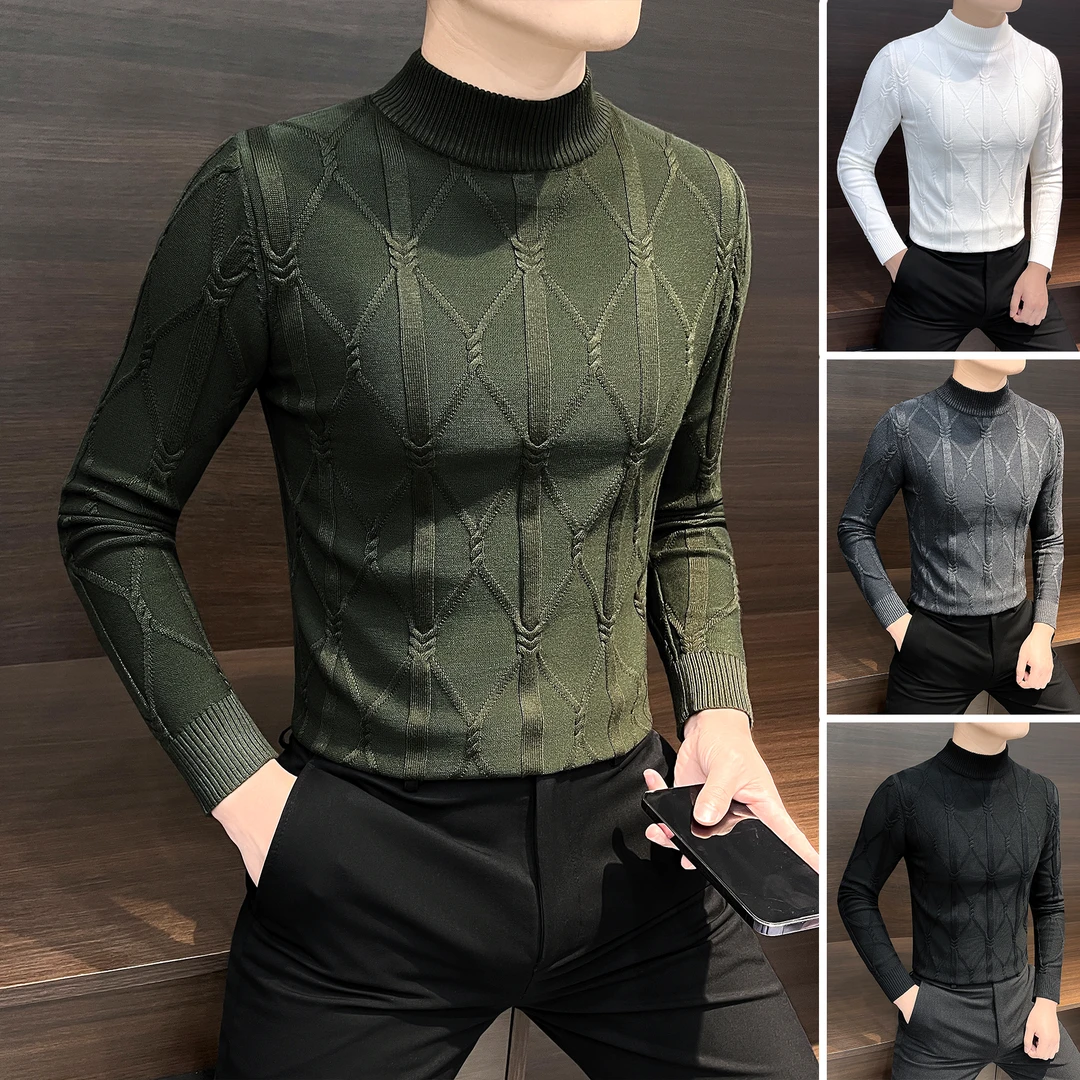 半高领毛衣男款爆款2025新款成熟痞帅男装冬季保暖男士针织打底衫